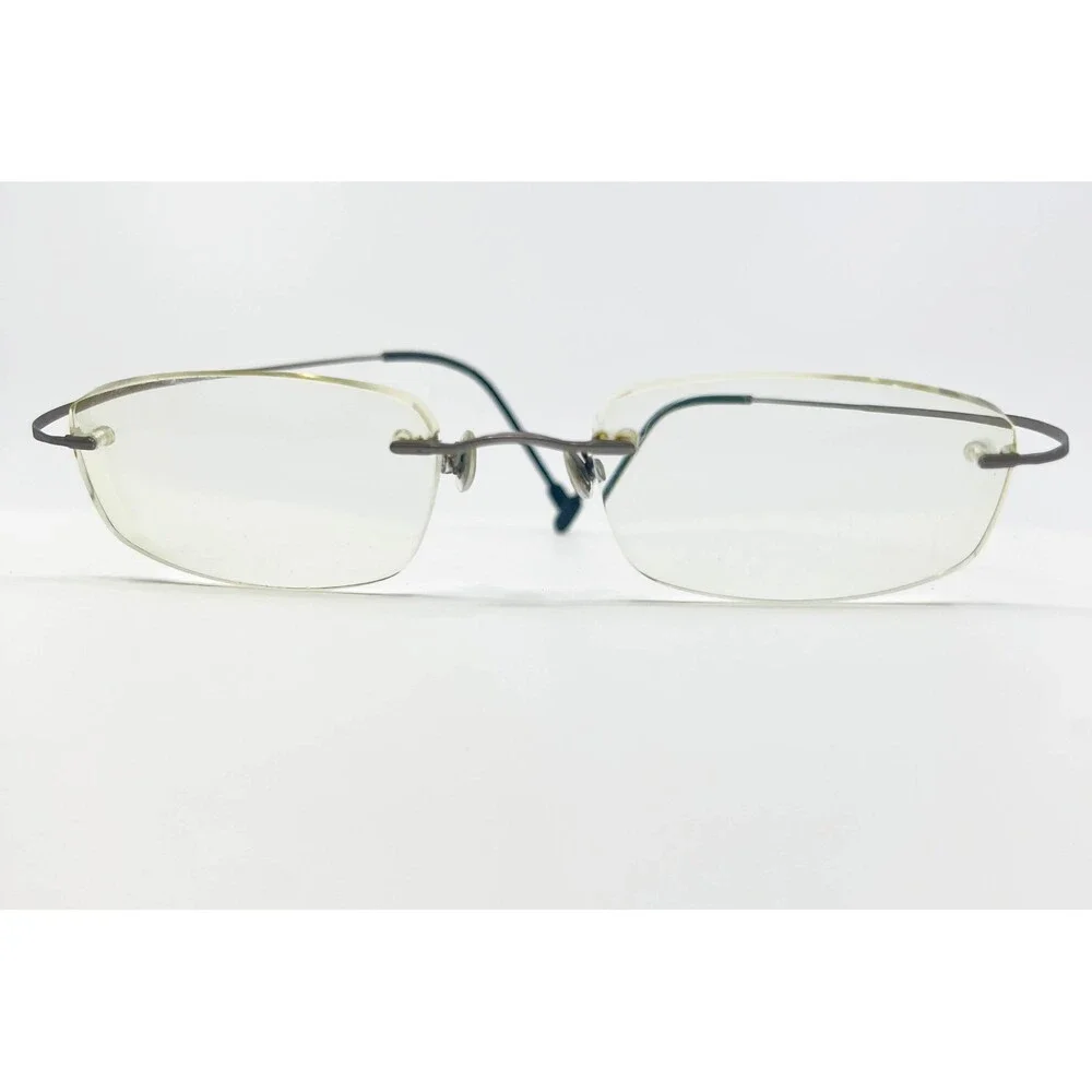 Silhouette Eyeglasses Mens Silver Rimless Rectangle Frames 52-19-140